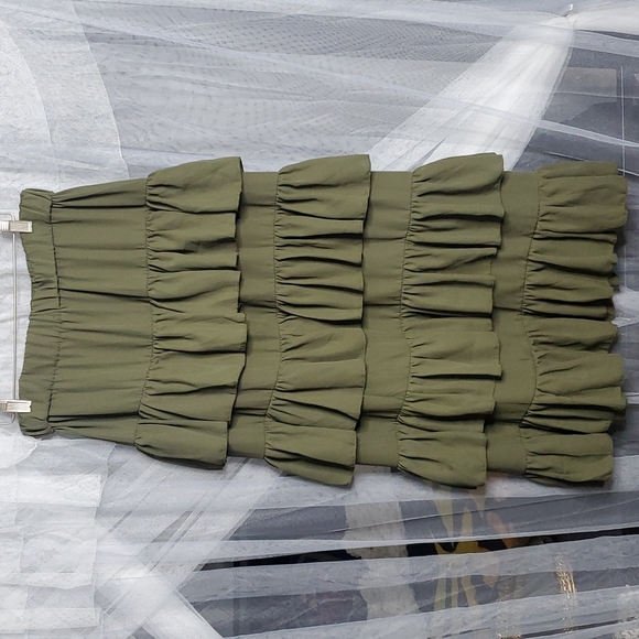 Adjustable Pick-ups Ruffle Skirt SM Green - Picture 3 of 4